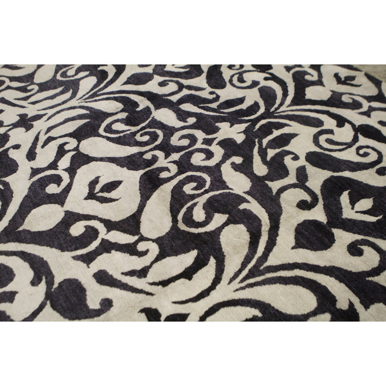 Bokara Rug Co., Inc. HandKnotted HighQuality Gray and Black Area Rug